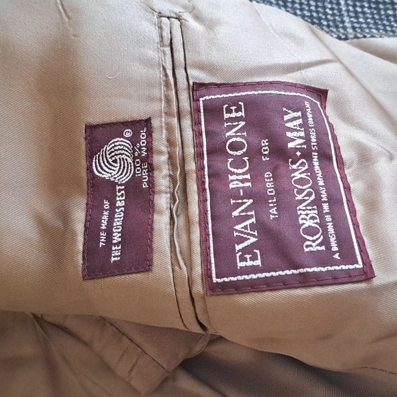 Men's Classic Wool Black and Gray Blazer, Even Picone - Picture 5 of 6